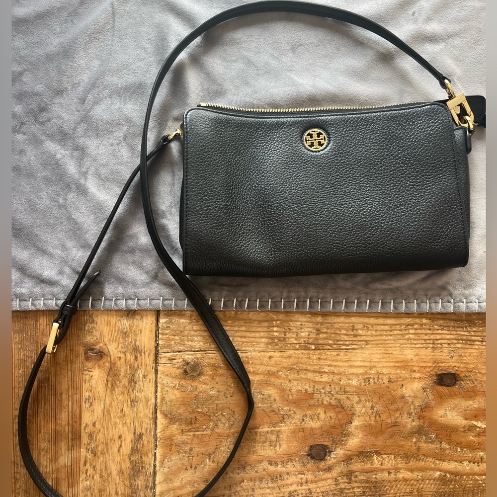 Tory Burch Black Pebbled Leather Crossbody Bag